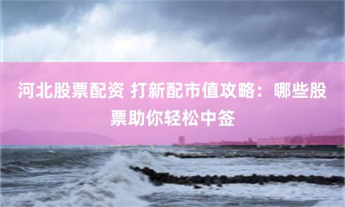 河北股票配资 打新配市值攻略：哪些股票助你轻松中签